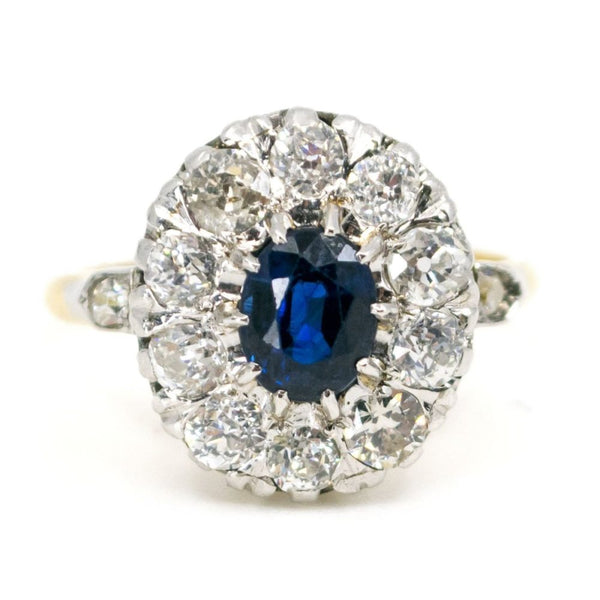 Antique Victorian Sapphire and Diamond Cluster Ring