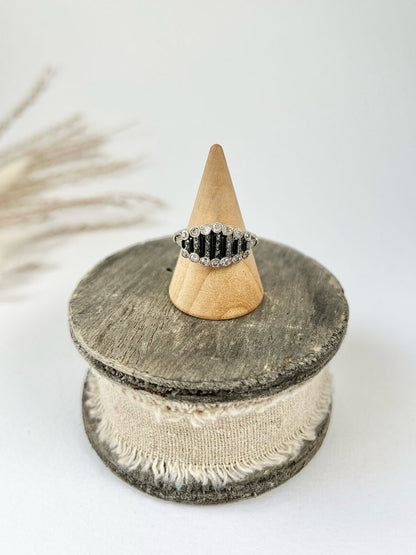 Art Deco Old Cut Diamond and Onyx Ring