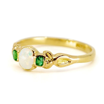 Antique Art Nouveau Opal and Emerald Ring