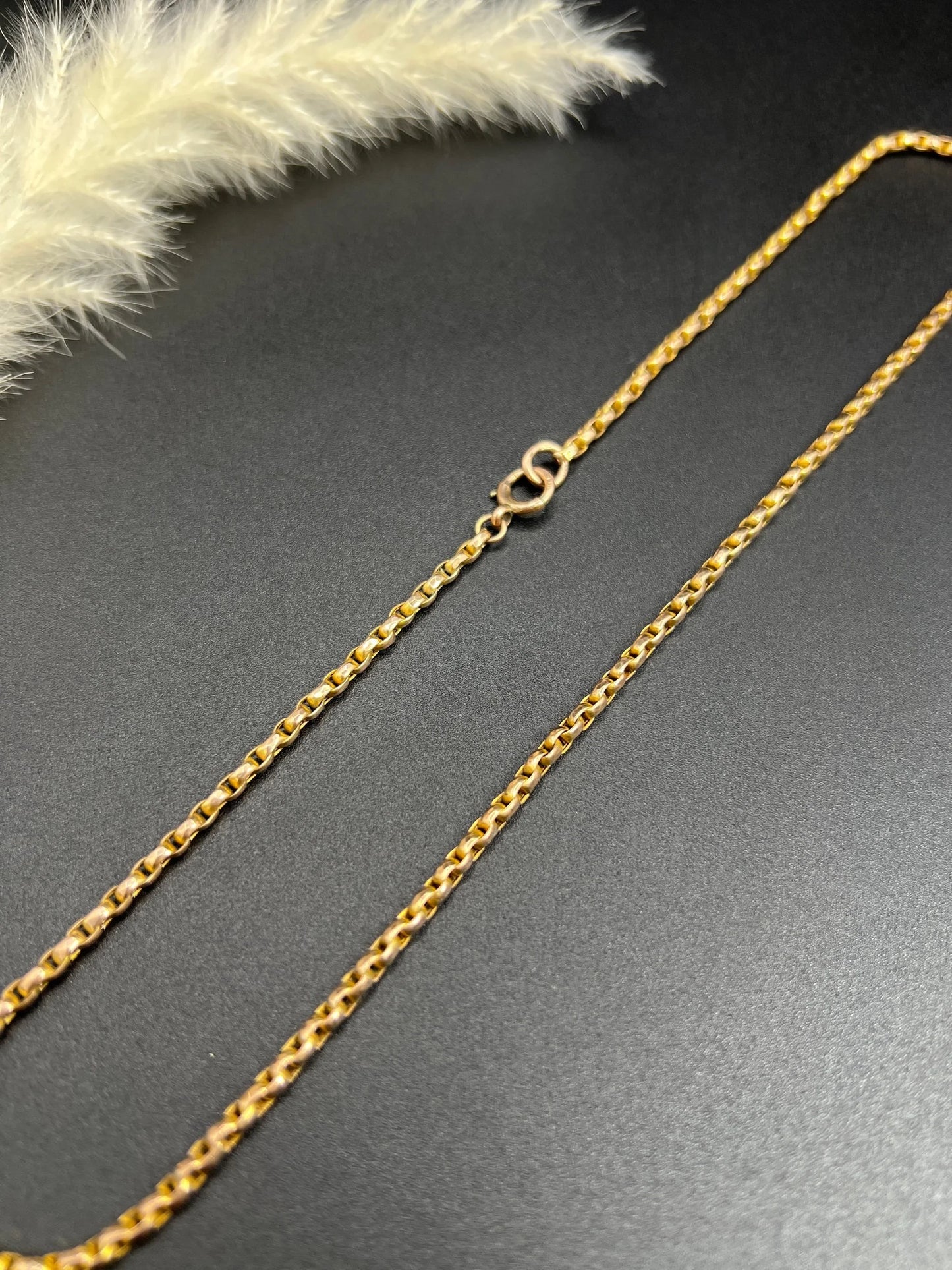 Antique 9 Carat Rose Gold 18.5 Inch Oval Faceted Belcher Link Chain, Circa 1900