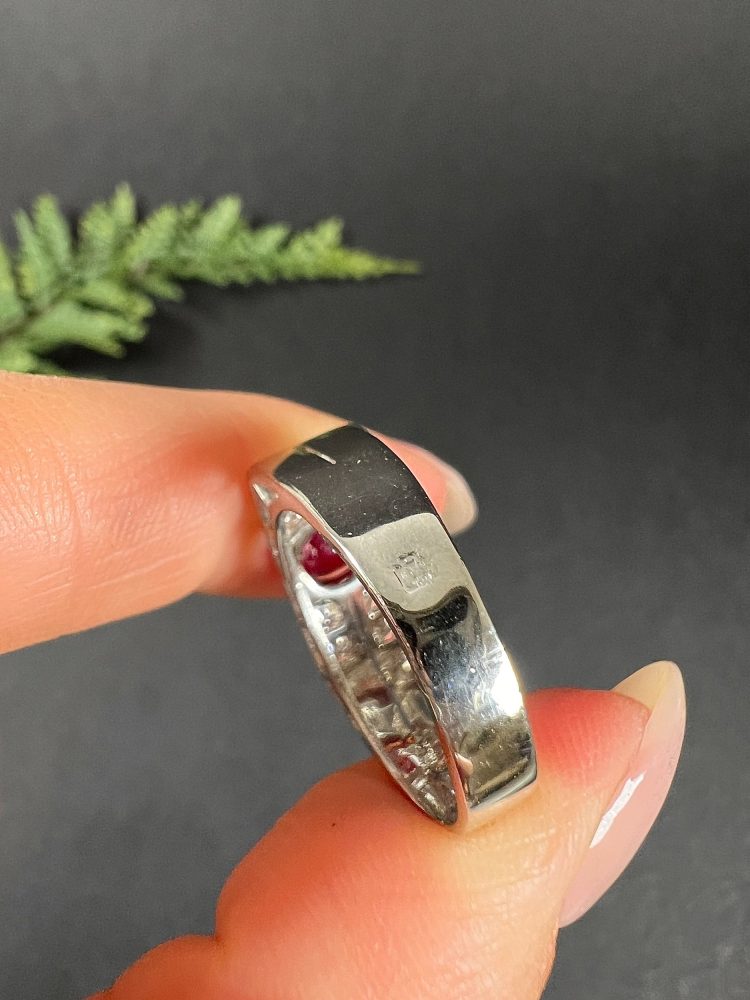 Vintage Diamond And Ruby Cocktail Ring In 18 Carat White Gold