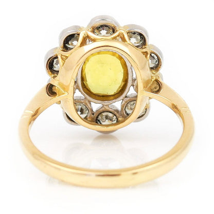0.97ct Yellow Sapphire and Diamond Floral Cluster Ring