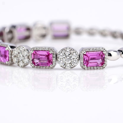 18ct white gold bangle bracelet with 5.25cts pink sapphires 2.64cts diamonds