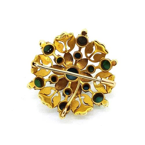 Antique Turquoise and Pearl Brooch in 15ct Gold
