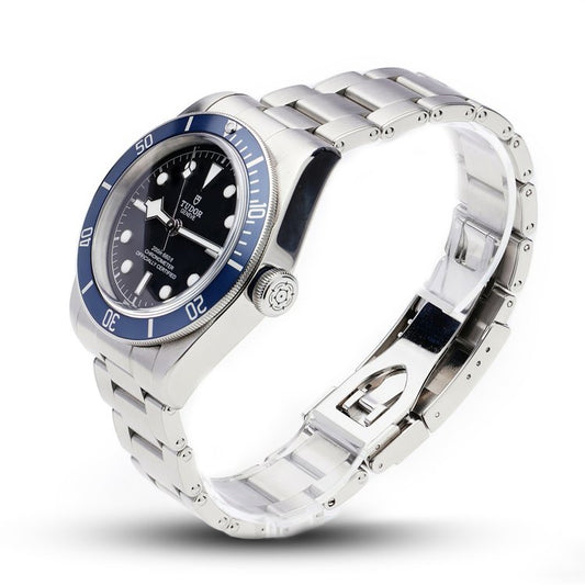 Tudor Heritage 7923OB Stainless Steel Automatic Watch with Blue Unidirectional Rotating Bezel
