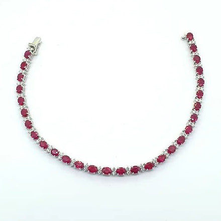 Ruby and Diamond Line Bracelet, 7.40 carats