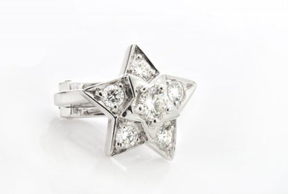 Chanel 0.80ct Diamond and 18ct White Gold Star Clip On Earrings; set with 0.80 carats round brilliant-cut diamonds, Signed, In Original Box