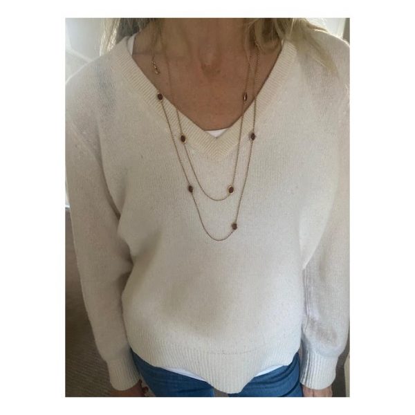 Antique Edwardian Garnet and Gold Long Chain Necklace, Circa 1910