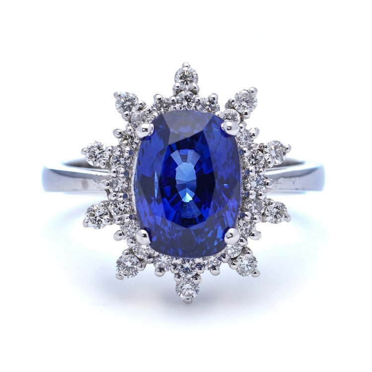 1.80ct Sapphire and Diamond Oval Cluster Ring in 18ct White Gold