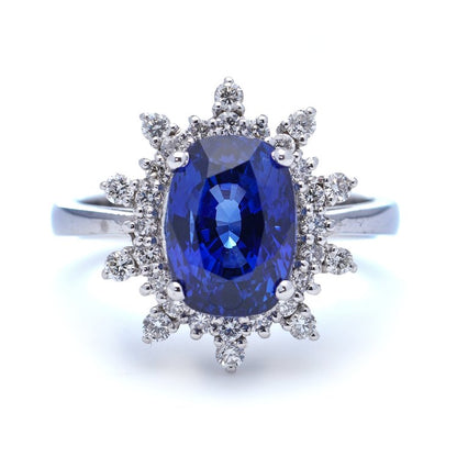 1.80ct Sapphire and Diamond Oval Cluster Ring in 18ct White Gold