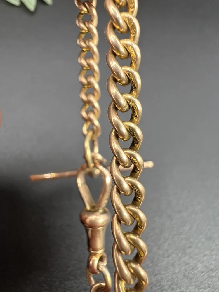 Victorian 15 Carat Rose Gold Curb Link Albert Bracelet