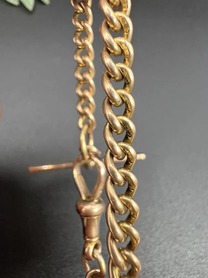 Victorian 15 Carat Rose Gold Curb Link Albert Bracelet