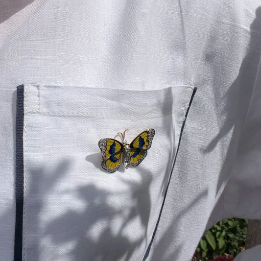 Early 20th Century Diamond and Enamel Butterfly Brooch