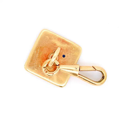 Art Deco Square Shaped Yellow Gold Cufflinks with Old Cut Diamond Centres and White Enamel Borders