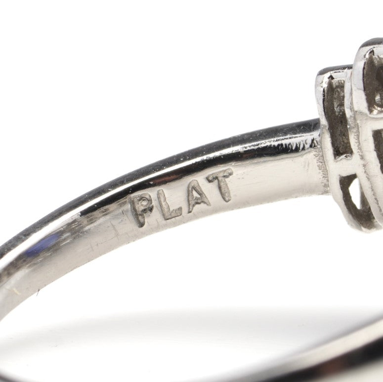 Vintage 2.90ct Natural Ceylon Sapphire and Diamond Cluster Ring in Platinum, Circa 1940s