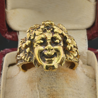 Rare Art Deco Buccellati Dionysis 18ct Yellow Gold Ring