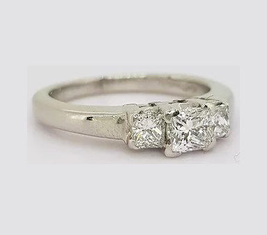 Princess Cut Diamond Three Stone Ring in platinum 0.56 carat total