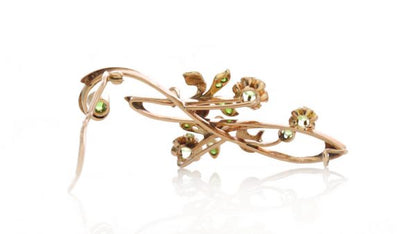 Antique Russian Demantoid Garnet Brooch Pendant in 14ct Rose Gold