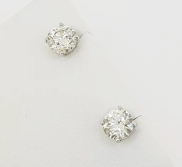 1.30ct Diamond Solitaire Stud Earrings; classic pair of diamond single stone stud earrings, 1.30 carat total, claw set, in 18ct white gold