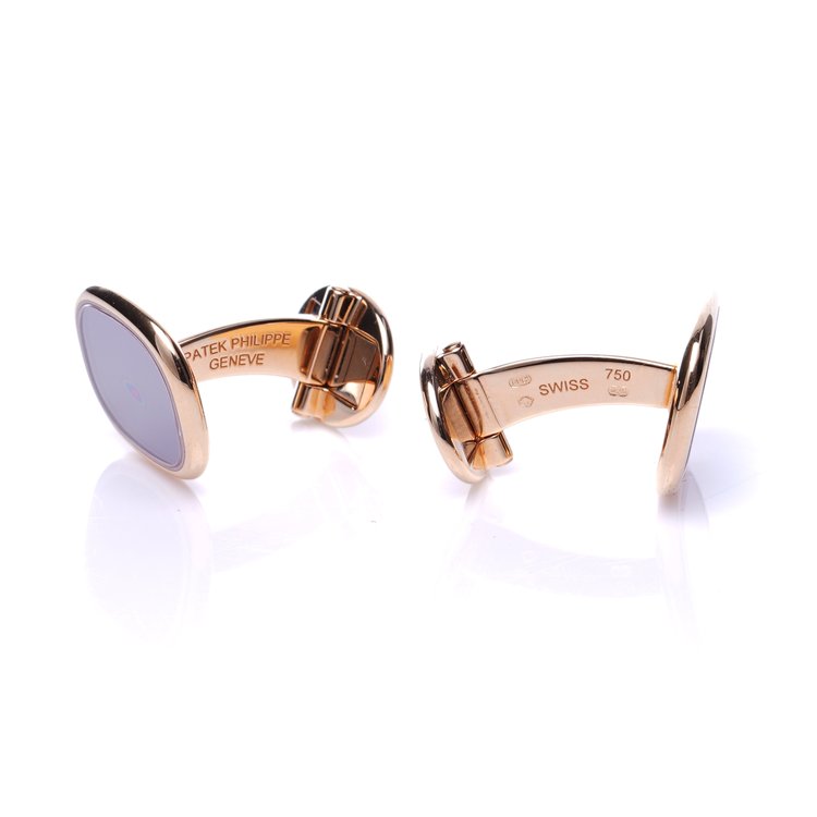 Vintage Patek Philippe Sapphire Crystal and 18ct Gold Cufflinks from the Golden Ellipse collection