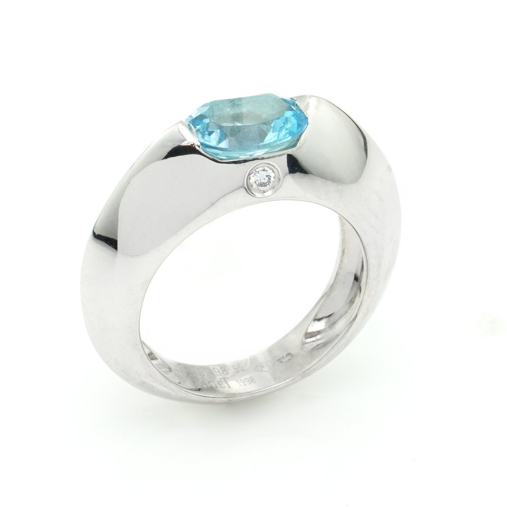 Piaget Blue Topaz and 18ct White Gold Ring
