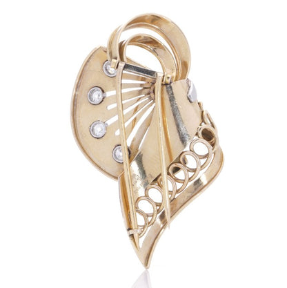 Vintage Retro Boucheron 1.41ct Diamond Set 18ct Yellow Gold Brooch