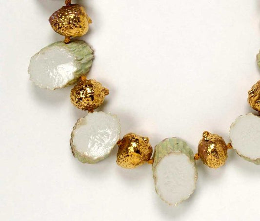 Contemporary Pauline Weirtz Cucumber and Strawberry Beaded Necklace