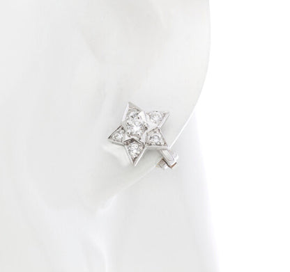 Chanel 0.80ct Diamond and 18ct White Gold Star Clip On Earrings; set with 0.80 carats round brilliant-cut diamonds, Signed, In Original Box