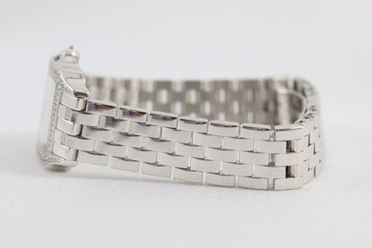 Cartier Ladies Santos Demoiselle Diamond 18ct White Gold Quartz Watch, 18ct white gold bracelet with a double-fold hidden 18ct white gold clasp, with Cartier Box and Cartier service papers dated 2018