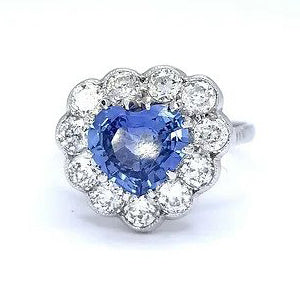 Vintage Sapphire and Diamond Heart Cluster Ring