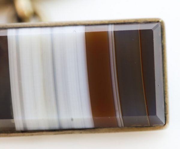 Faberge Antique Russian Agate and Silver Cufflinks; pair of late 19th century Fabergé rectangular silver cufflinks set with agate. Circa 1890s