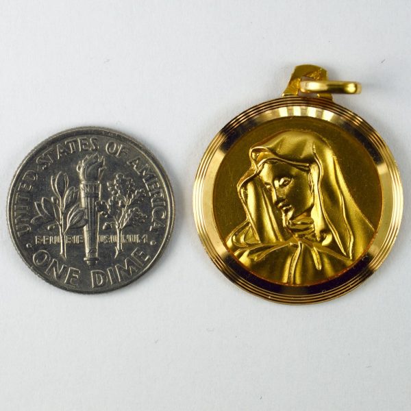 French Virgin Mary 18ct Yellow Gold Medal Pendant