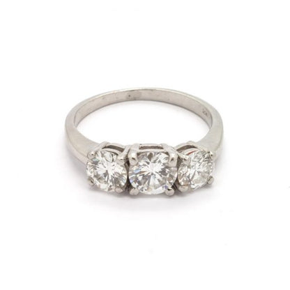 Three Stone Diamond Ring in Platinum, 1.60 carat total