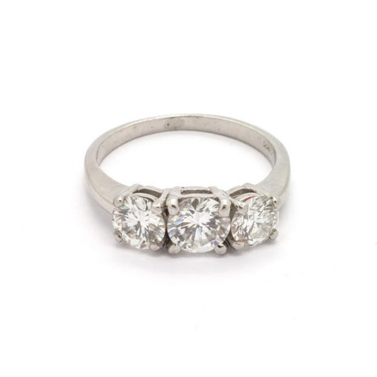 Three Stone Diamond Ring in Platinum, 1.60 carat total