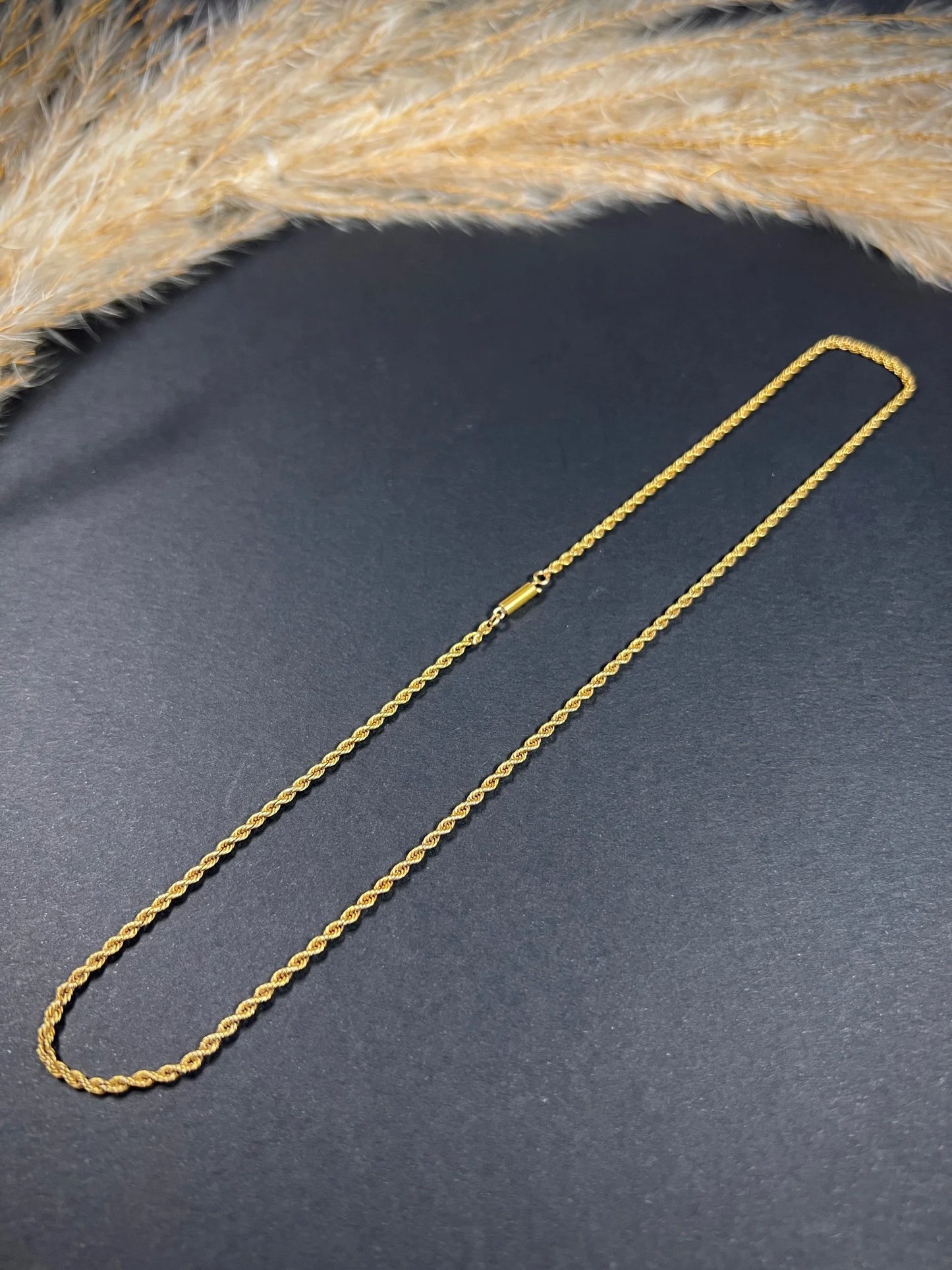 Antique 15ct Yellow Gold, Victorian 18 Inch Solid Rope Link Chain with Barrel and Torpedo Clasp