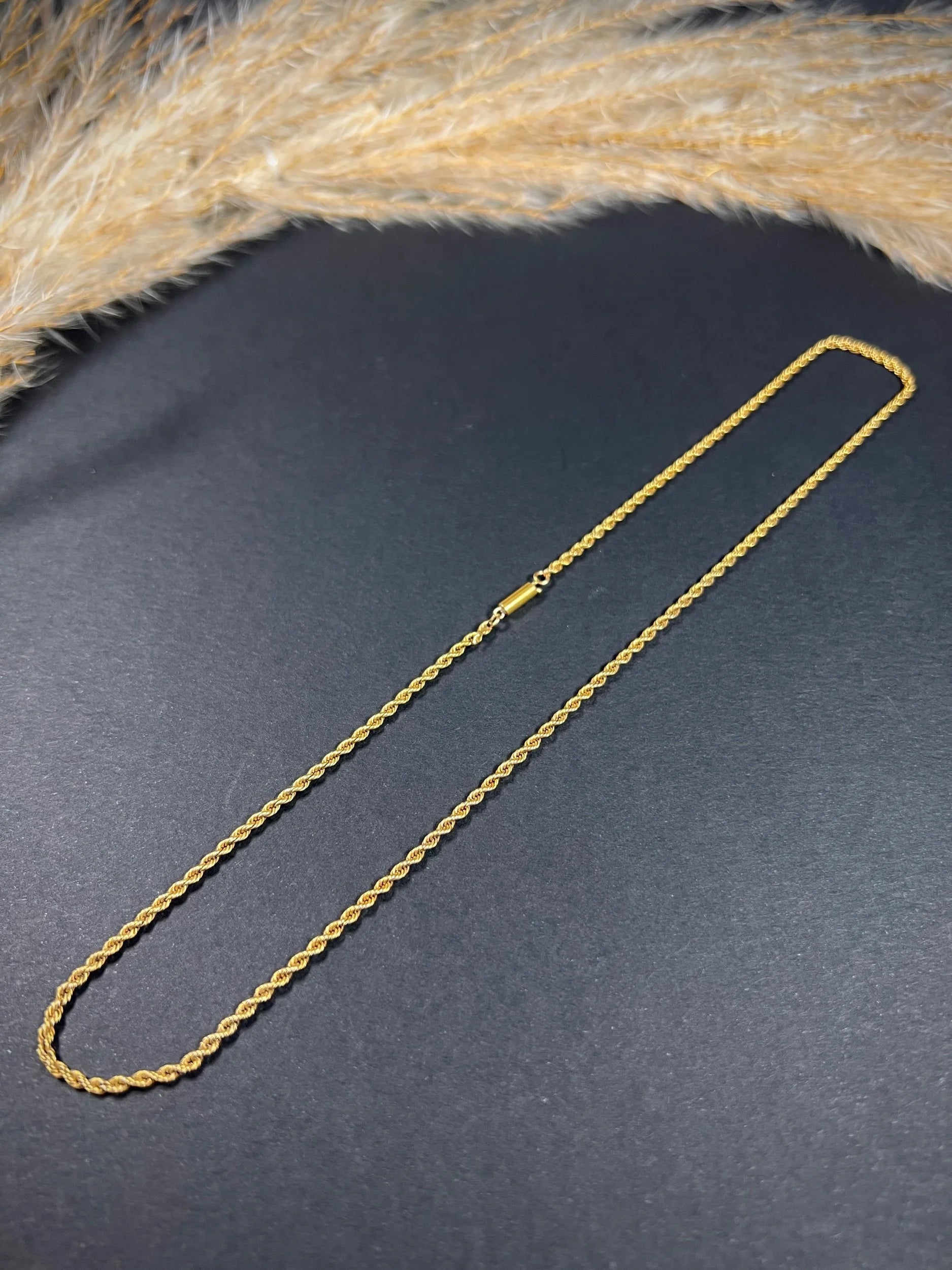Antique 15ct Yellow Gold, Victorian 18 Inch Solid Rope Link Chain with Barrel and Torpedo Clasp
