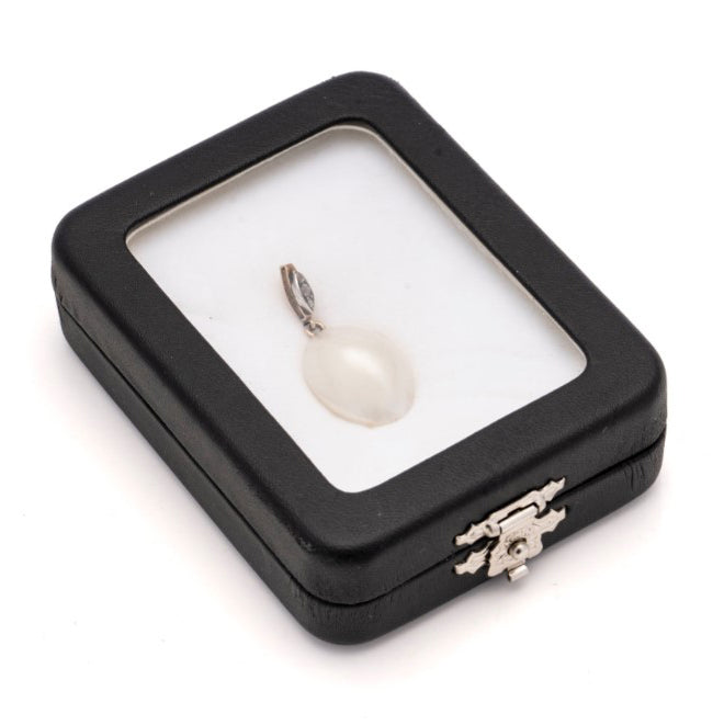 Early Victorian Antique Natural Blister Pearl Pendant with Diamonds