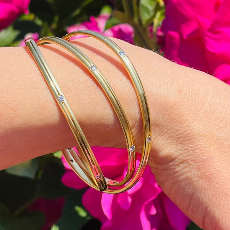 Vintage Cartier 1.08cts Diamond Set Gold Constellation Trinity Bangle Bracelet