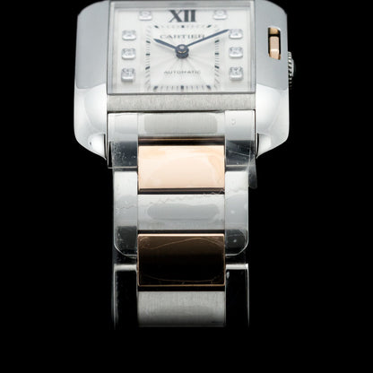 Cartier Tank Anglaise WT1000025 Steel and Rose Gold Watch with Box and Papers and Cartier Warranty, 2014 Unworn and Mint Condition