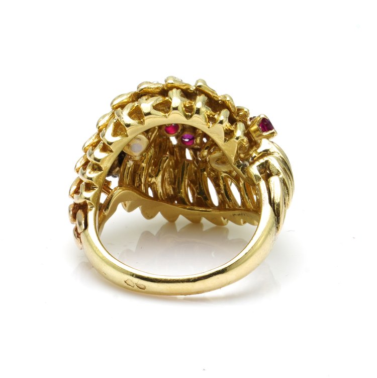 Boucheron 18ct Gold Ring with Rubies and Diamonds