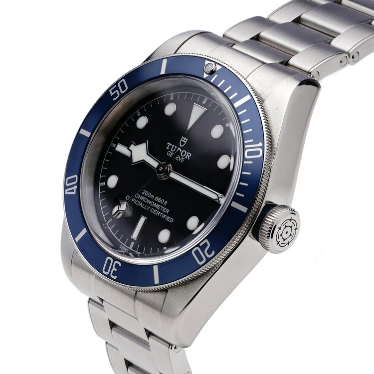 Tudor Heritage 7923OB Stainless Steel Automatic Watch with Blue Unidirectional Rotating Bezel