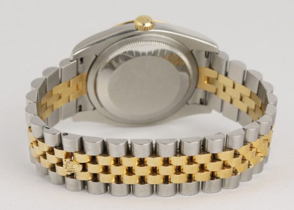 Rolex Datejust Turn-O-Graph 116263 Steel and Gold 36mm Automatic Watch; rotating bezel, white dial, date indicator and sapphire crystal, on a jubilee bracelet in steel and gold with Crown clasp, Circa 2005-06, with Rolex box and papers