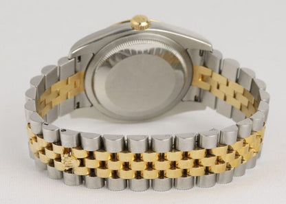 Rolex Datejust Turn-O-Graph 116263 Steel and Gold 36mm Automatic Watch; rotating bezel, white dial, date indicator and sapphire crystal, on a jubilee bracelet in steel and gold with Crown clasp, Circa 2005-06, with Rolex box and papers