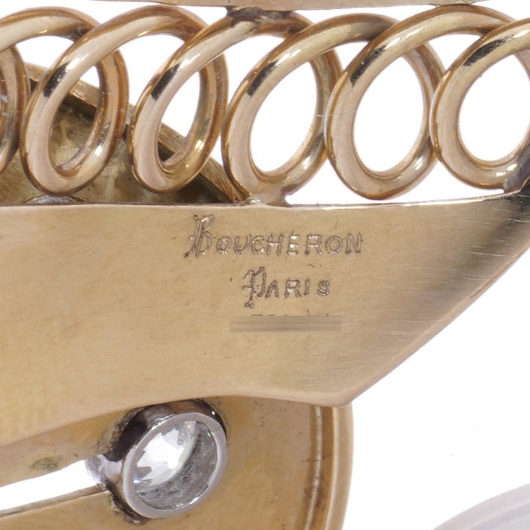 Vintage Retro Boucheron Diamond Set Gold Brooch, 1.41 carats