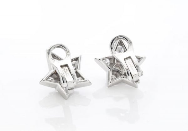 Chanel 0.80ct Diamond and 18ct White Gold Star Clip On Earrings; set with 0.80 carats round brilliant-cut diamonds, Signed, In Original Box