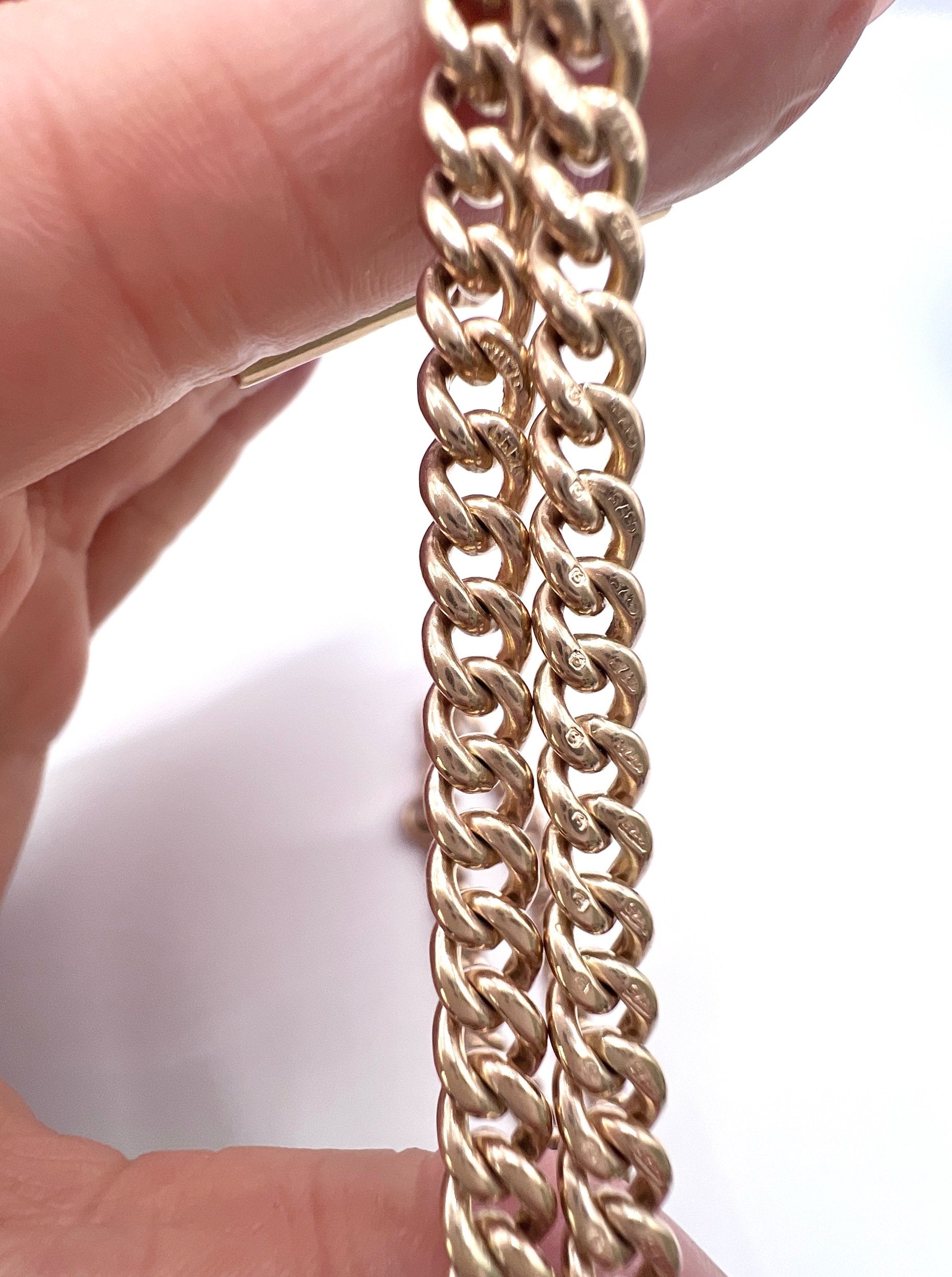 Vintage 9 ct Gold Albert Chain: Watch Chain Necklace, Birmingham 1930