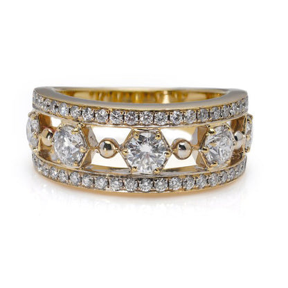 Boodles and Dunthorne 1.41ct Diamond Set 18ct Gold Band Ring with original box