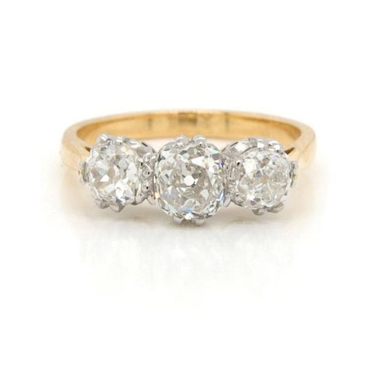 Vintage Old Cut Diamond Three Stone Ring in 18ct Yellow Gold, Circa 1930