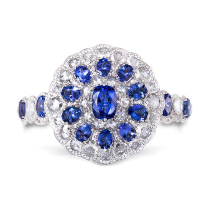 Tanzanite and Diamond Cuff Bracelet, 43.27 carat total, 18ct White Gold