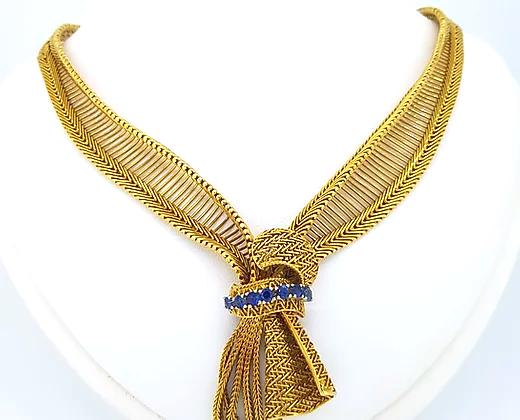 Vintage 1960's Sapphire and Diamond Gold Collar Necklace